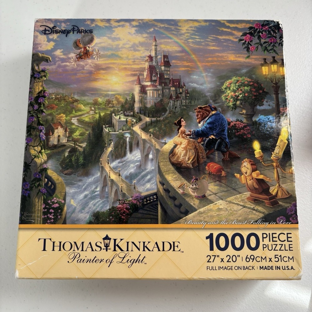 Disney Parks Thomas Kinkade 1000 Puzzle Beauty and the Beast Falling In Love